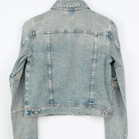 Free People Rumors Light Wash Distressed Denim Jacket - Picture 2 of 4